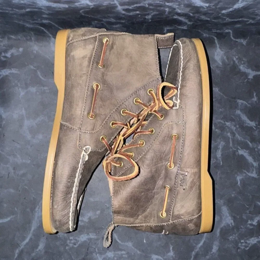 Polo by Ralph Lauren Mens Barrott Bo Brown Distressed Leather Chukka Boots 10.5D